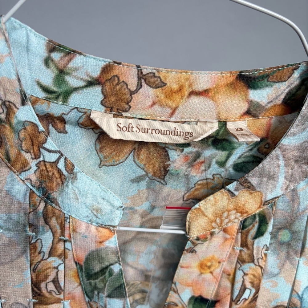Soft Surroundings Floral Baroque Button Up Shirt Women Sz XS Cottage NWOT READ - Picture 5 of 16